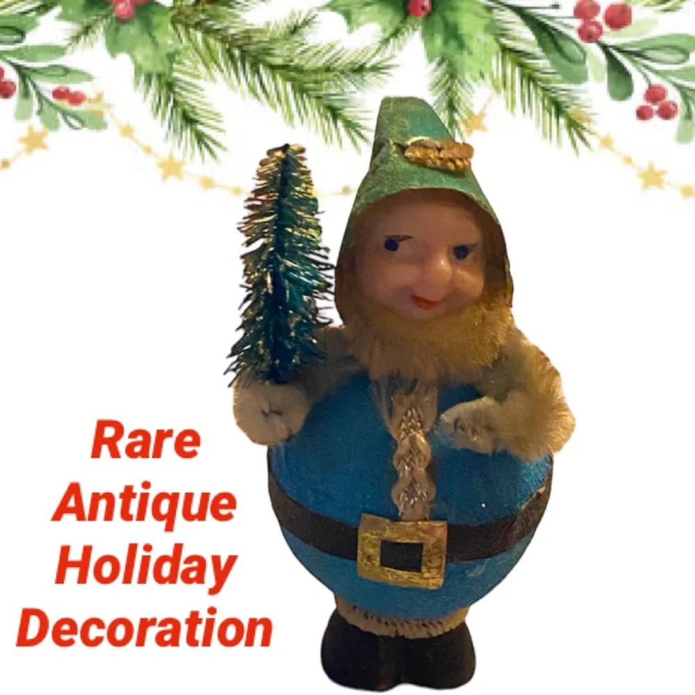 Vintage Christmas Ornament Antique Japan Christmas Figure Chenille Brush Tree